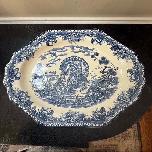 Other - Blue and White Turkey Platter - Japan - English Countryside